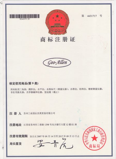 Κίνα GEO-ALLEN CO.,LTD. Πιστοποιήσεις